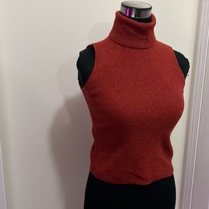 Sarah Spencer Marino Wool Turtleneck Cropped Top Size large